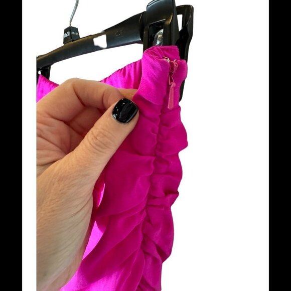 Jay Godfrey Hot Pink Silk Ruched Gathered Sides Mini Skirt Size 4‎ - Picture 5 of 8